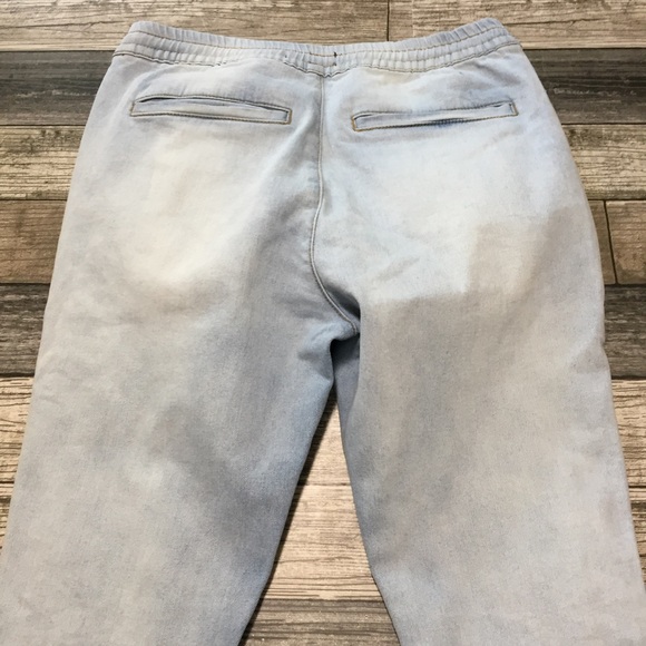 Nova Men Denim Jogger Pants Men’s S Light Wash Blue Distressed (Inseam 29). - Picture 9 of 11